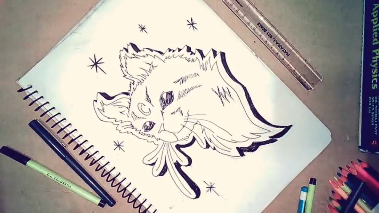 1280x720 Beautiful Cat Tattoo Drawing On Paper ( Cat Tattoo Designs 2018 - Tattoo Sketch Paper