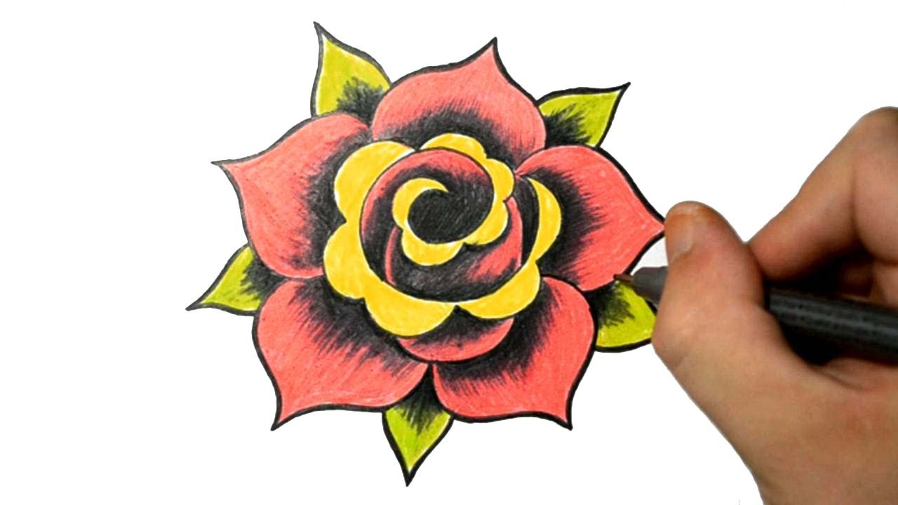 1280x720 How To Draw A Simple Rose Tattoo Design - Tattoo Sketch Rose