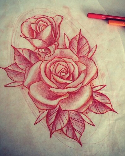 403x502 Drawn Tattoo Rose - Tattoo Sketch Rose