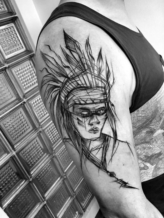 525x700 60 Sketch Tattoos For Men - Tattoo Sketch Style