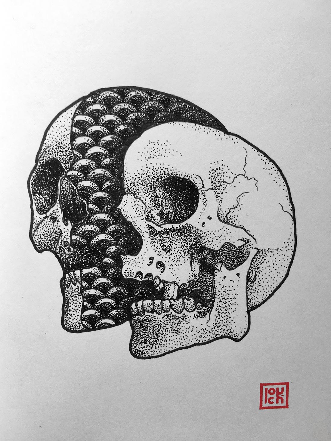 1100x1467 Jouch Illustration Tattoo - Tattoo Skull Sketch