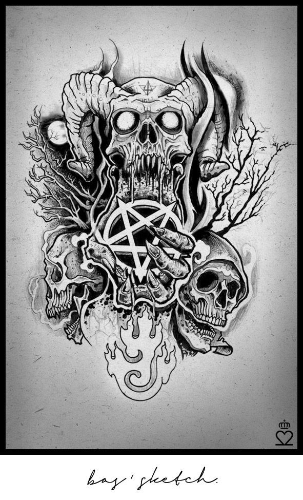 591x974 Tattoo, Skull, Sketch Tattoo Stencils And Ideas - Tattoo Skull Sketch