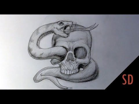 480x360 How To Draw Skull And Snake Tattoo - Tattoo Skull Sketch