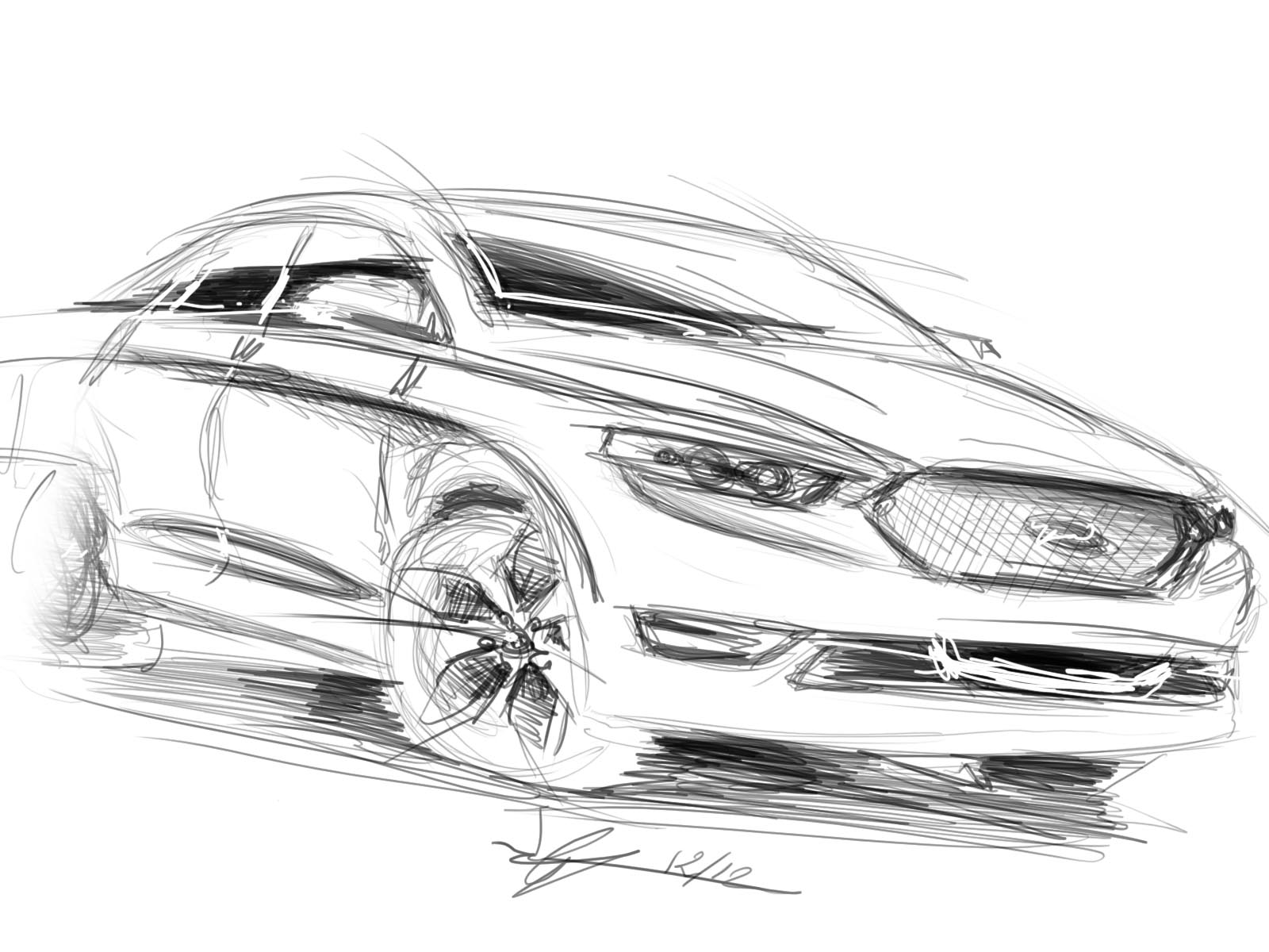 1600x1200 Slc Design Ford Taurus Sho Tablet Sketch - Taurus Sketch