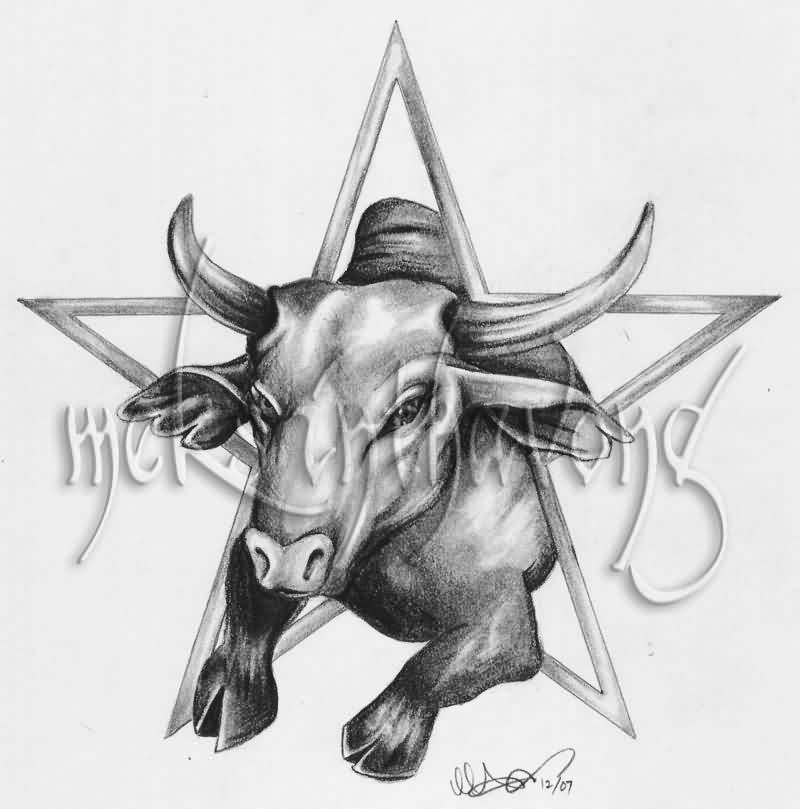 800x809 Taurus Star Tattoo Sketch For Men Tattoo Ideas - Taurus Sketch