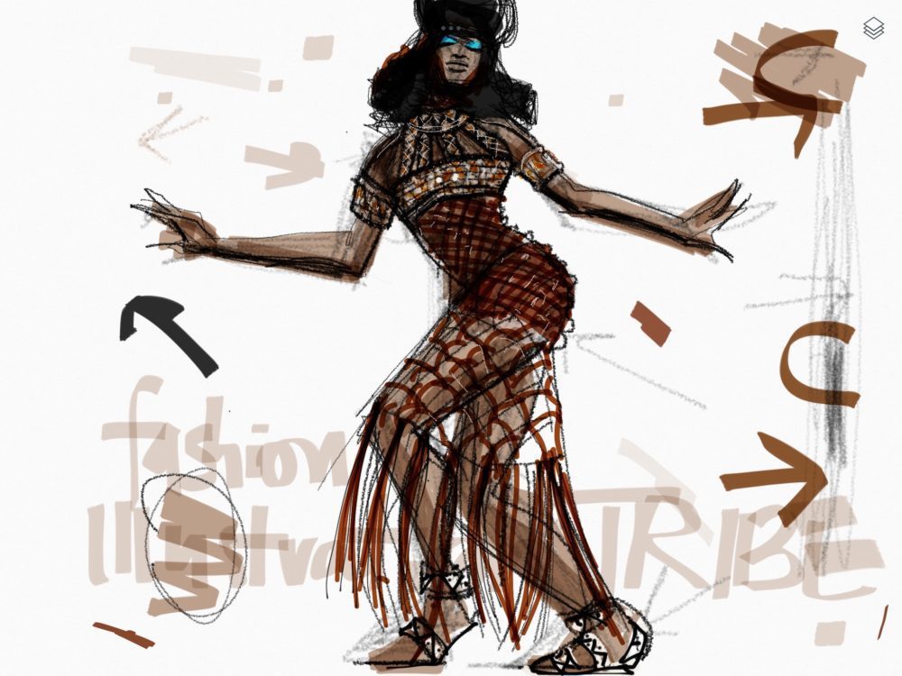 1000x750 Tayasui Sketches App Fashion Illustration Of Naomi Campbell - Tayasui Sketches