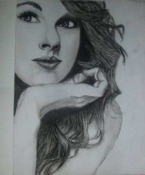 497x600 Taylor Swift Sketch Drawing By Sarah Jane Licardo - Taylor Sketch