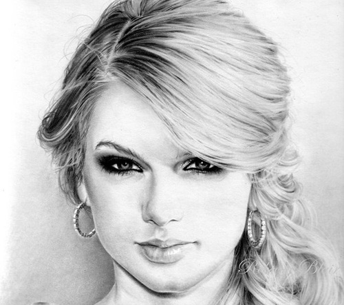 500x443 Taylor Swift Sketch Arts Hunt On We Heart It - Taylor Swift Sketch