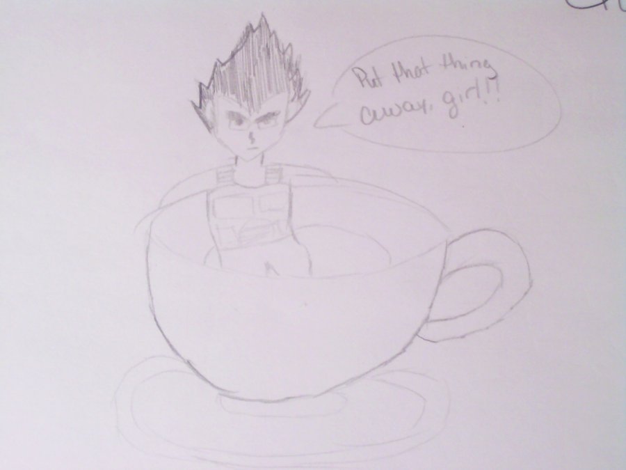 900x675 Vegeta In A Teacup Sketch By Number 17 - Tea Cup Sketch