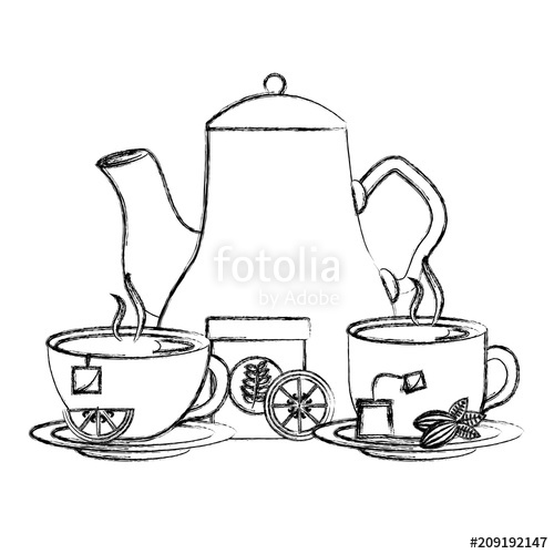 500x500 Hand Holding Tea Cup With Dish Vector Illustration Sketch Stock - Tea Cup Sketch