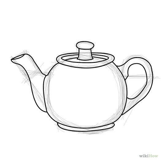 525x525 Draw A Teapot How To Draw Drawings, Tea Pots And - Tea Kettle Sketch