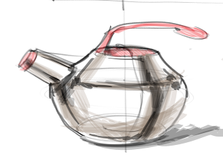 320x231 Id Render Sketching A Tea Kettle With Some Shading Sketch - Tea Kettle Sketch