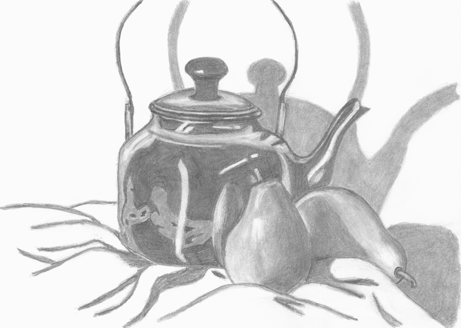 1600x1139 Sketches And Things Tea Pot And Pears - Tea Kettle Sketch