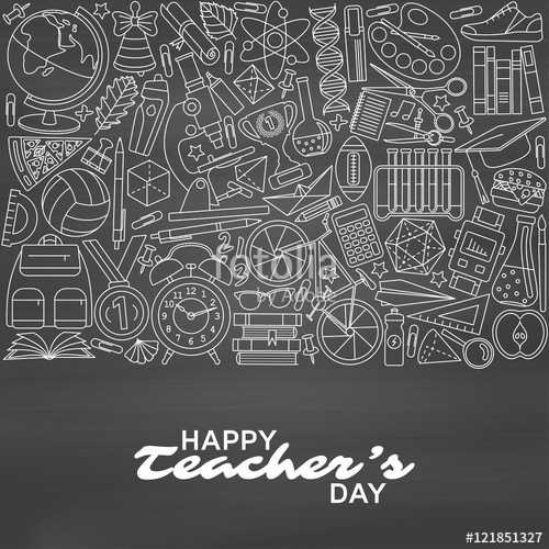 500x500 Happy Teachers Day Background. Greeting Card. Vector Illustration - Teachers Day Sketch