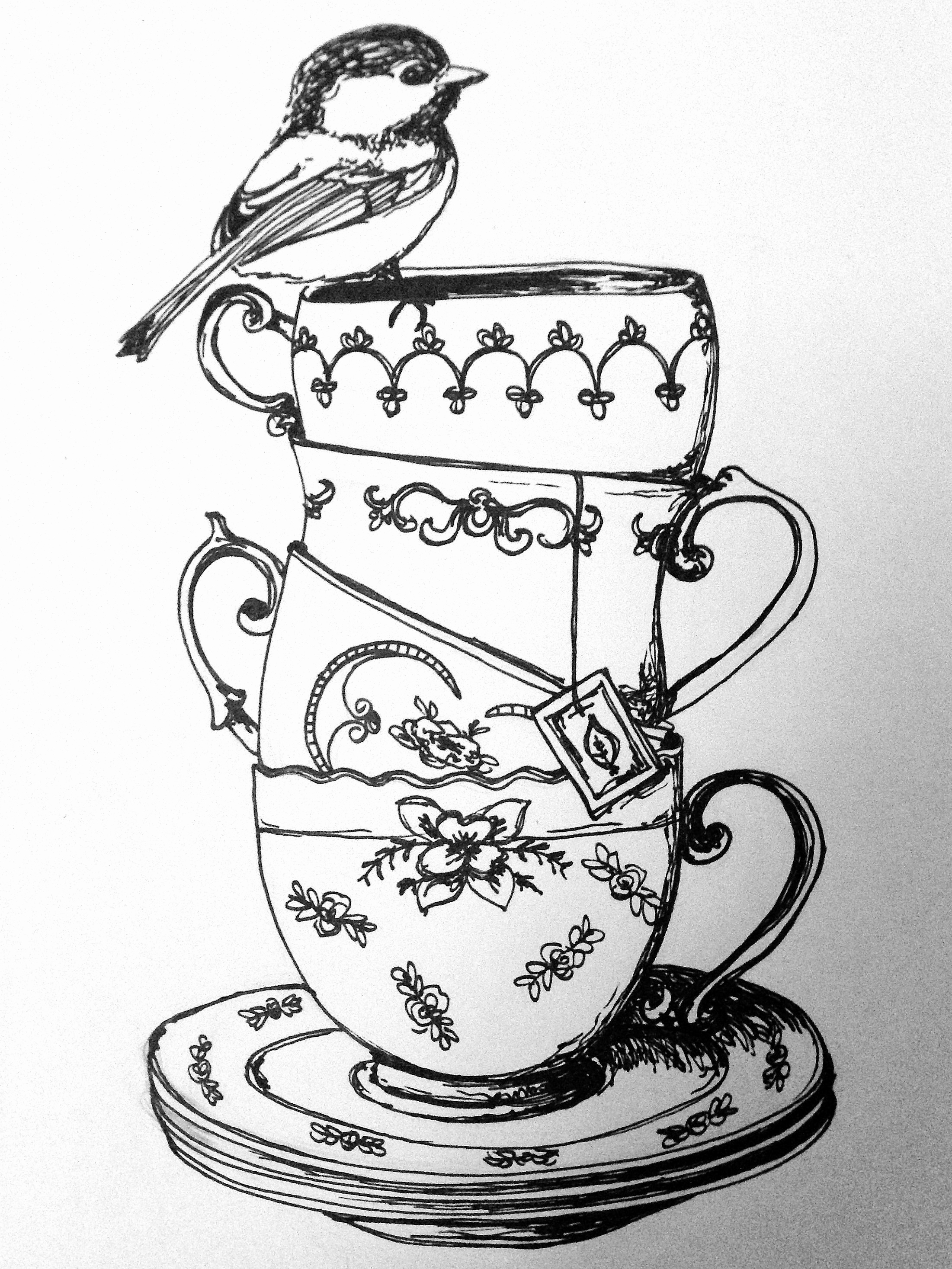 2201x2934 Sketch Tea Sketch Of Tea Pot Stock Vector Olgatropinina 127992264 - Teacup Sketch