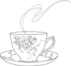 236x218 Tea Cup And Saucer Drawing Sketch Coloring - Teacup Sketch