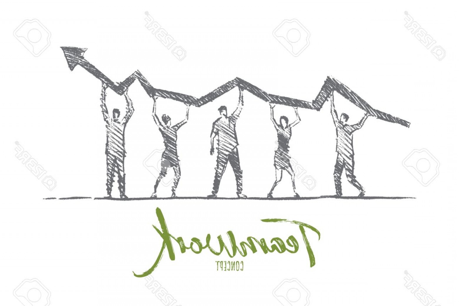 1560x1039 Photostock Vector Vector Hand Drawn Teamwork Concept Sketch Team - Team Sketch