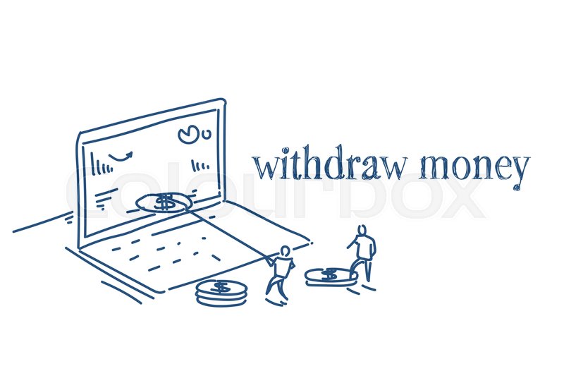 800x543 Businessman Pulling Dollar Coin Out Laptop Monitor Withdraw Money - Teamwork Sketch