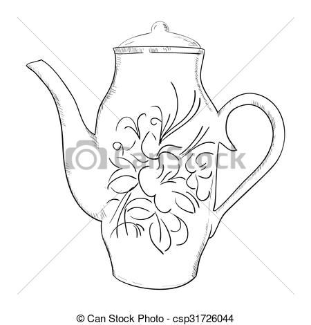 450x470 Teapot Clipart Sketch ~ Frames ~ Illustrations ~ Hd Images ~ Photo - Teapot Sketch