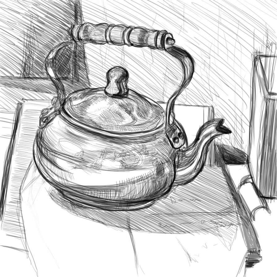 894x894 Teapot Digital Sketch By Richardblumenstein - Teapot Sketch