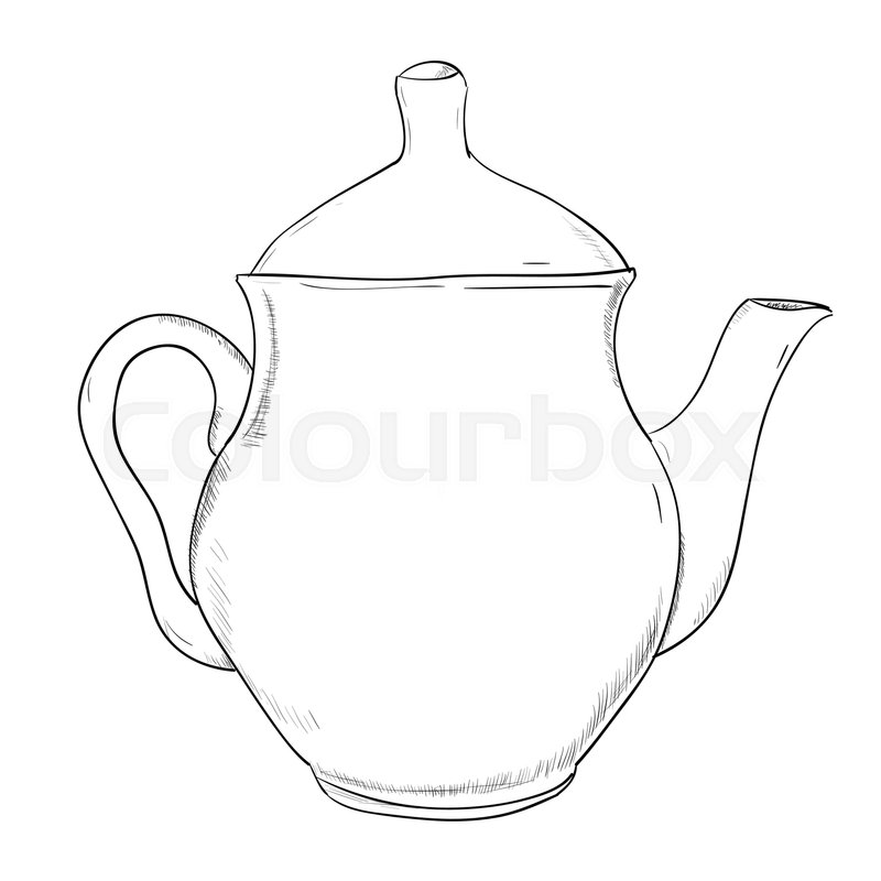 800x800 Vector Sketch Of Teapot. Hand Draw Illustration. Stock Vector - Teapot Sketch