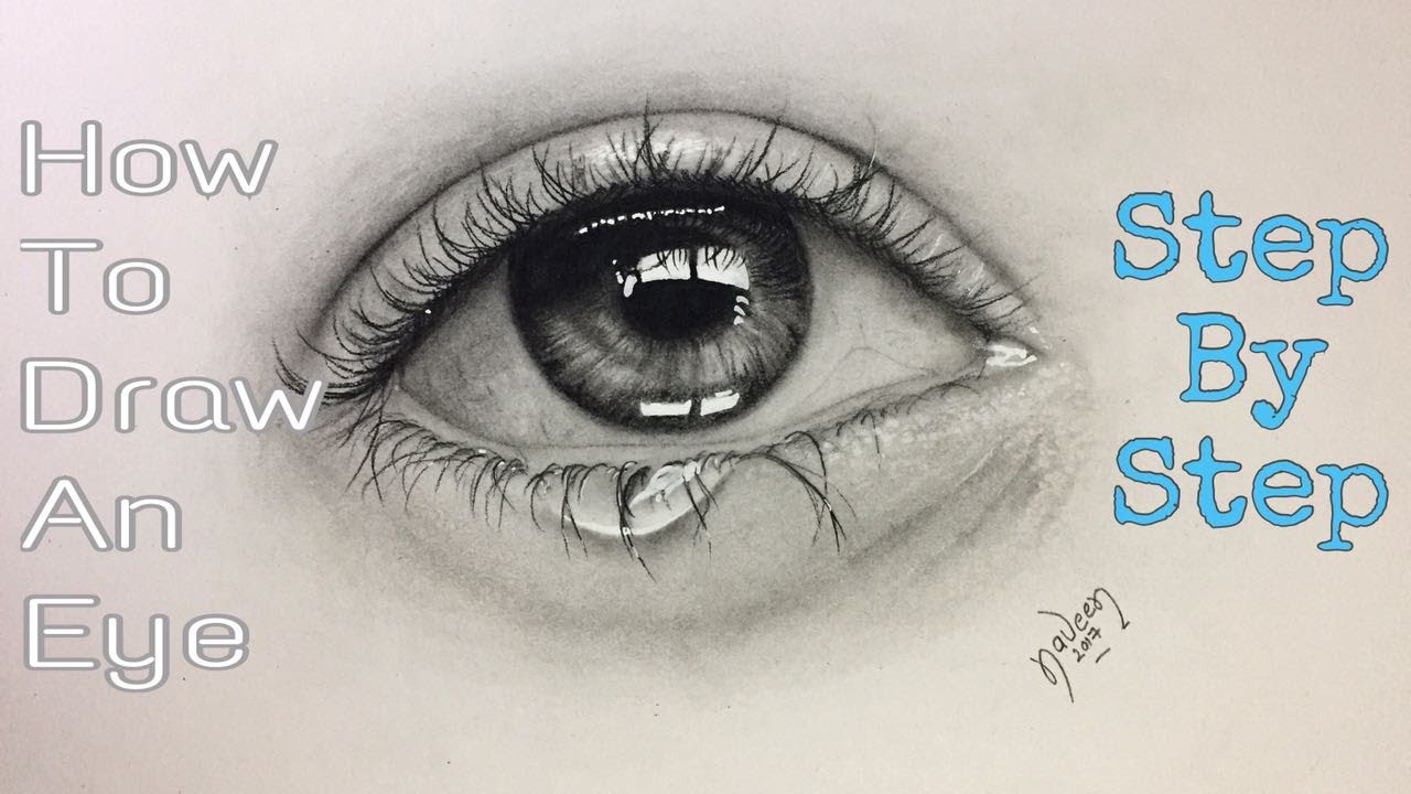 1280x720 How To Draw Shade A Realistic Eye With Tears By Pencils Easy - Tears Sketch