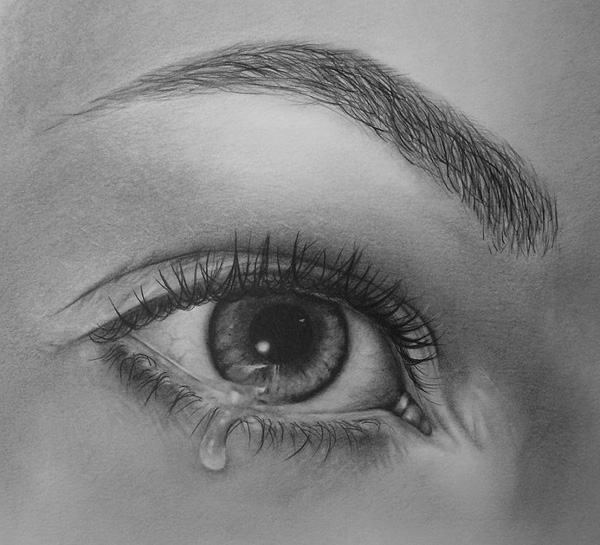600x545 35 Emotional Eye Pictures Art And Design - Teary Eyes Sketch