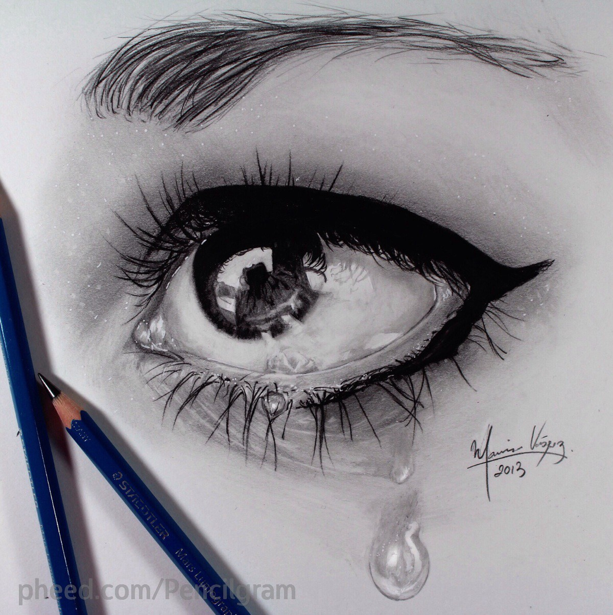 1200x1204 Crying Eyes Pencil Sketching Pic Pencil Sketches Of Crying Eyes - Teary Eyes Sketch