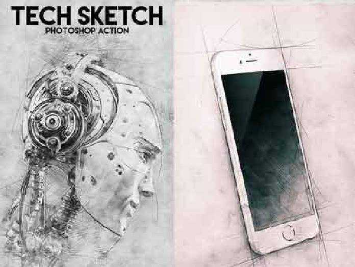696x524 Tech Sketch Photoshop Action 16777317 Freepsdvn - Tech Sketch