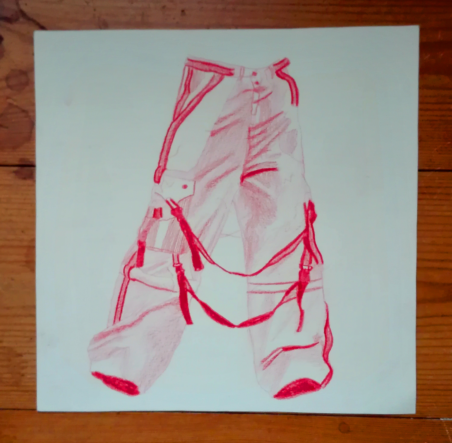 1476x1447 Original Artwork Of Raver Pants, Amok Pants, 90s, Rave Drawing - Techno Sketch