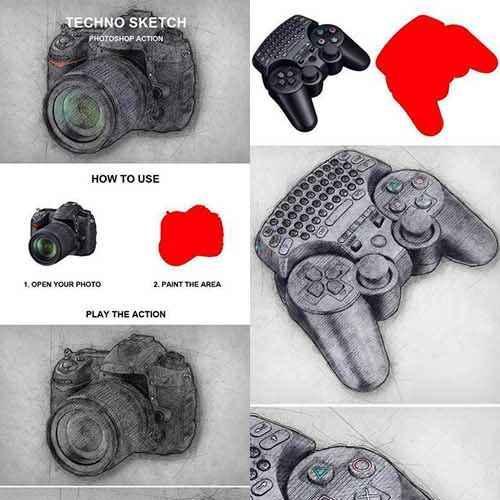 500x500 Techno Sketch Photoshop Action 21668508 - Techno Sketch