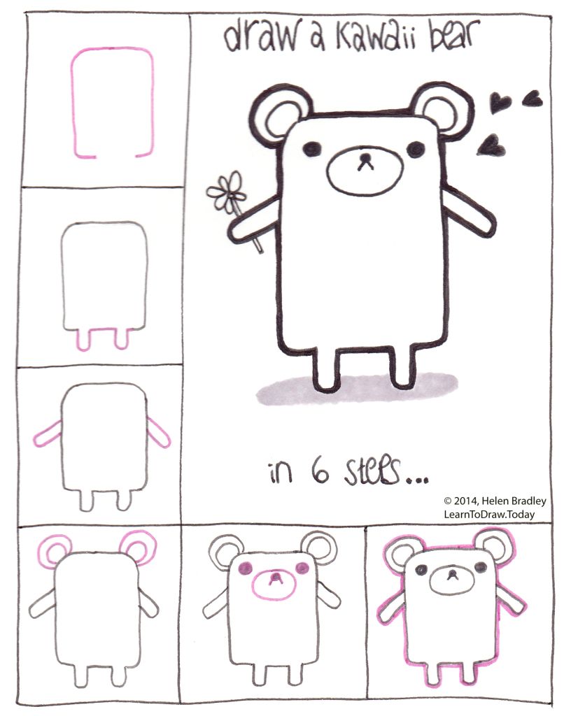 806x1024 Draw A Kawaii Teddy Bear Step By Step Kawaii And Doodles - Teddy Bear Sketch Step By Step