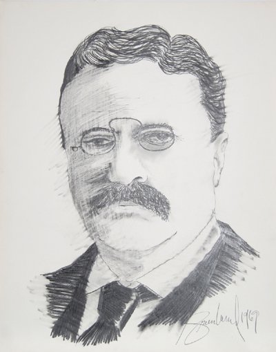 400x509 1387 Mark Greenwold, Theodore Roosevelt, Drawing - Teddy Roosevelt Sketch