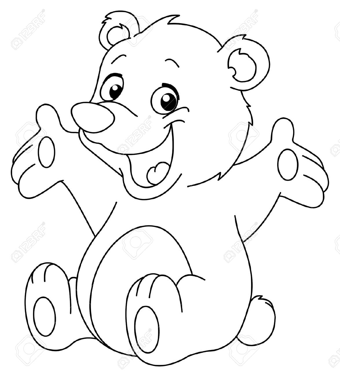 1174x1300 Sitting Teddy Bear Black Line Sketch Clipart - Teddy Sketch