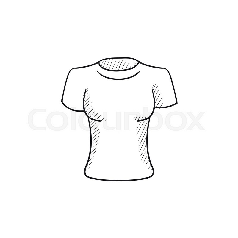 800x800 Female T Shirt Vector Sketch Icon Isolated On Background. Hand - Tee Shirt Sketch