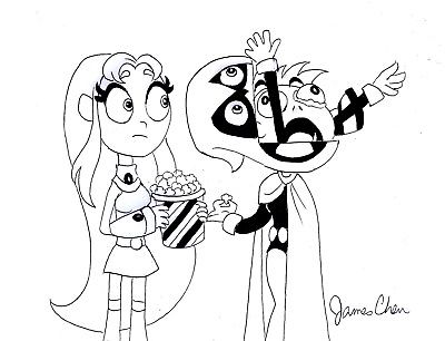 400x306 Raven Starfire Amp Beast Boy Of Teen Titans Go Original Comic Art - Teen Titans Sketch