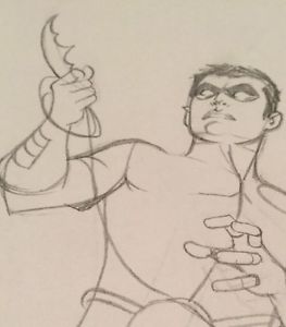 263x300 Robin Teen Titans Warm Up Mike Mckone Original Art Sketch - Teen Titans Sketch