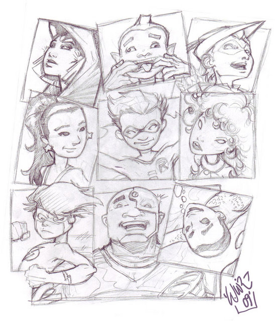 548x640 Teen Titans Group Sketch By Wilsonwjr - Teen Titans Sketch