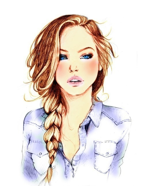 500x643 Pretty Good Drawing Of A Teenage Girl On We Heart It - Teenage Girl Sketch