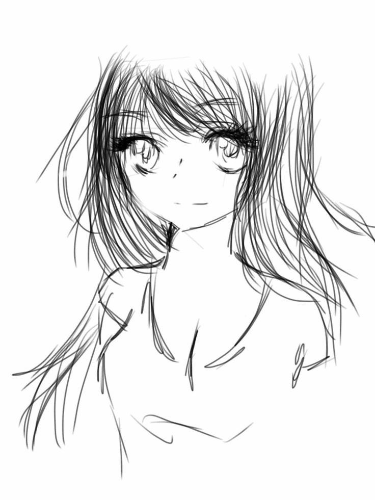 736x981 Anime Girl Sketch Drawing Skill - Teenage Girl Sketch