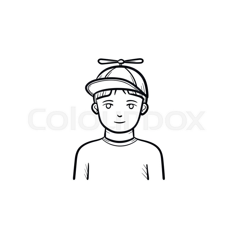 800x800 Boy In Baseball Cap Hand Drawn Outline Doodle Icon. Teenager In - Teenager Sketch