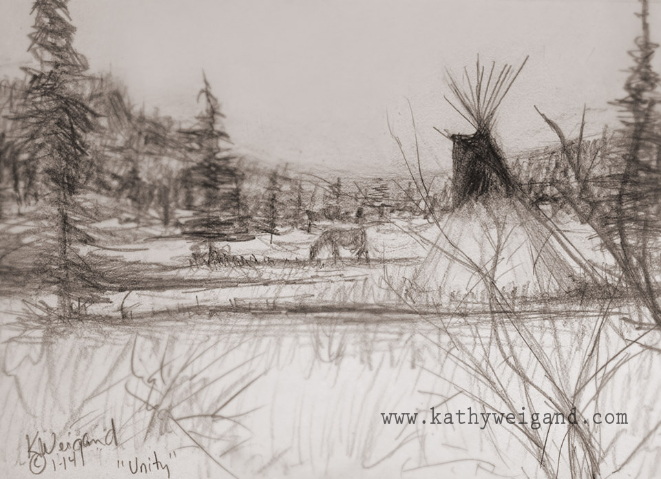 960x696 First Pencil Sketch For 2014! Native American Teepee Amp Cowboy - Teepee Sketch