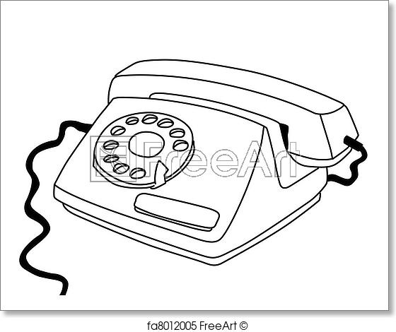 560x470 Free Art Print Of Telephone Drawing On White Background Freeart - Telephone Sketch