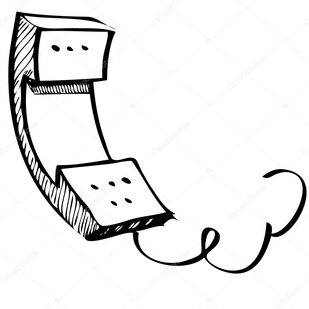1024x1024 Phone Sketch Pictures Vintage Phone Sketch Cartoon Illustration - Telephone Sketch