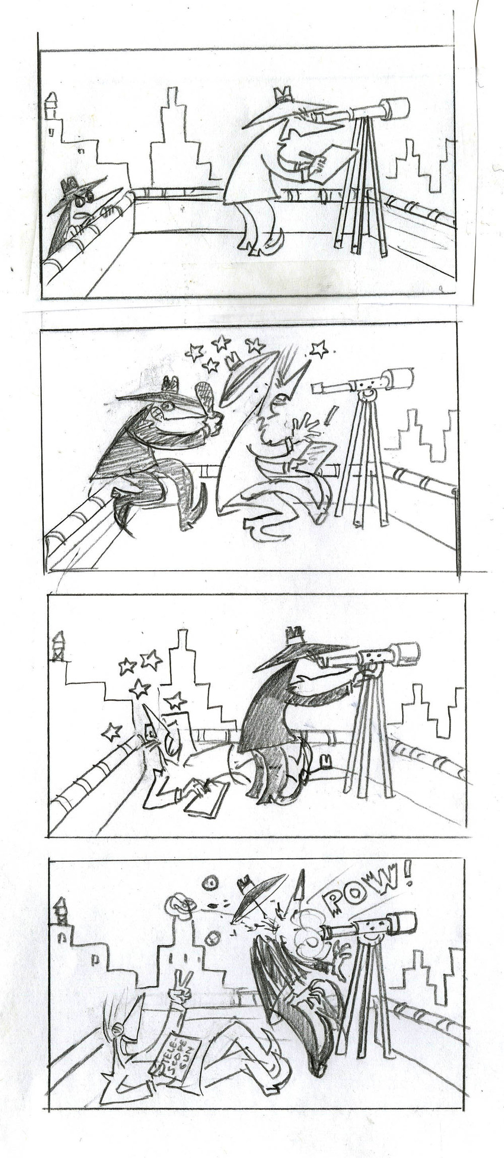 1000x2295 Spy Sketch Telescope Gun Peter Kuper Art - Telescope Sketch