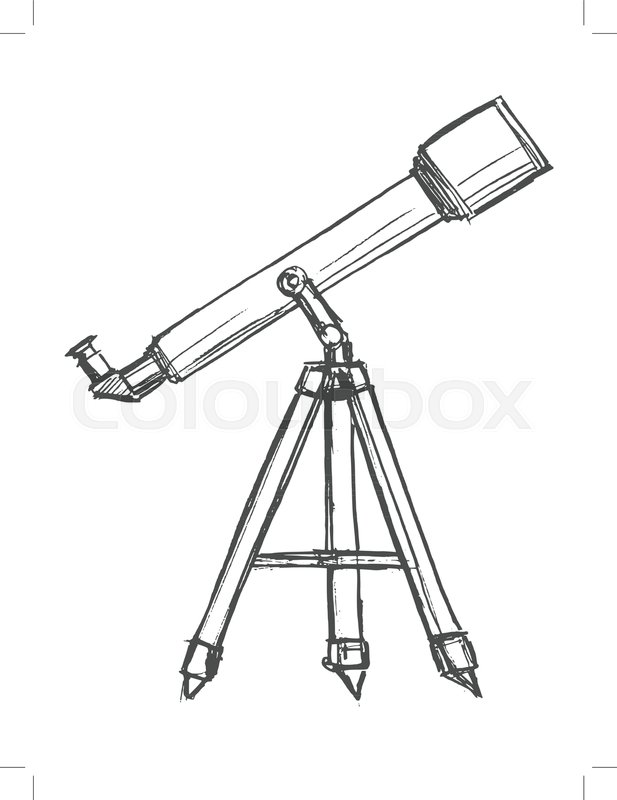 617x800 Vector, Sketch, Hand Drawn Illustration Of Telescope Stock - Telescope Sketch