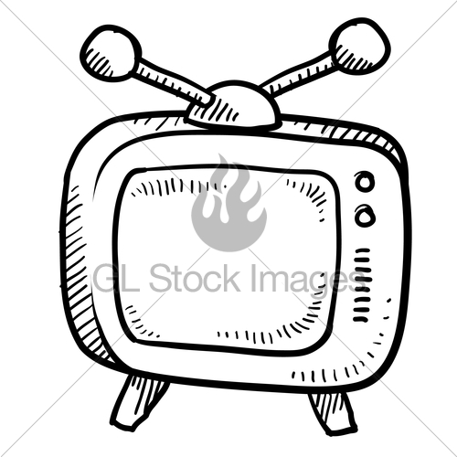 500x500 Retro Television Sketch Gl Stock Images - Television Sketch