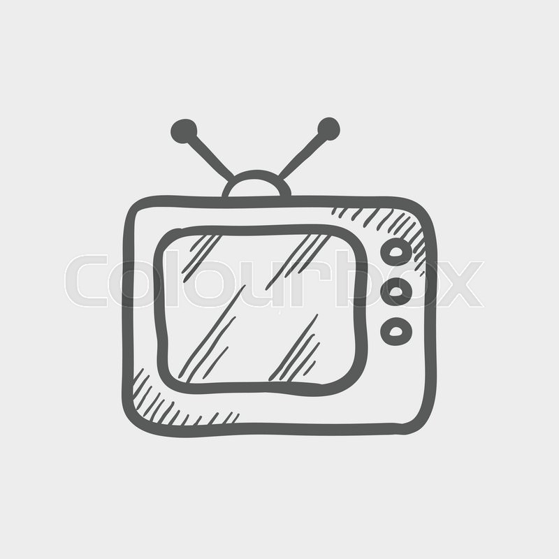 800x800 Retro Television Sketch Icon For Web And Mobile. Hand Drawn Vector - Television Sketch