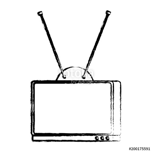 500x500 Sketch Of Retro Television Icon Over White Background, Vector - Television Sketch