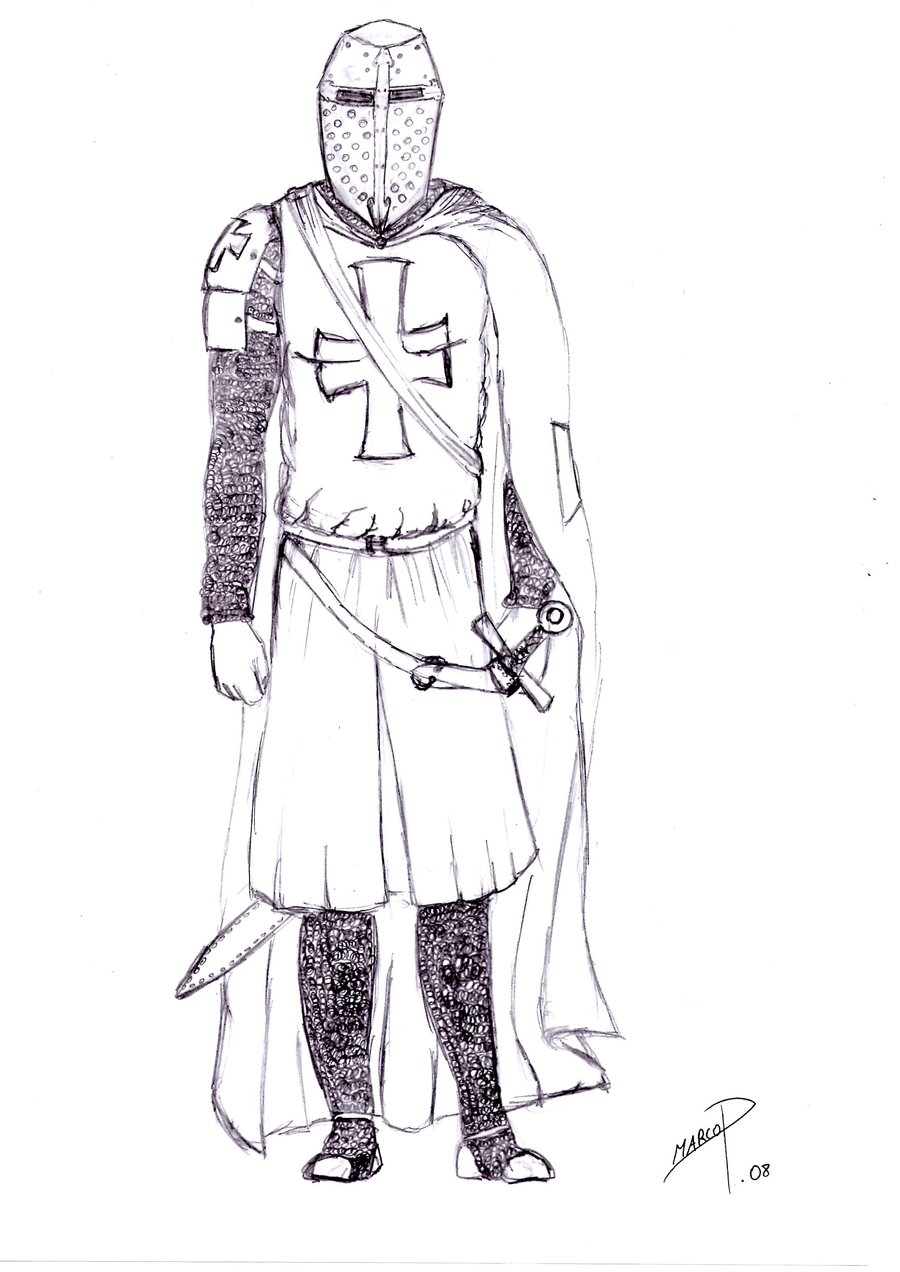 900x1272 Templar Knight Drawings - Templar Knight Sketch